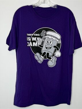 Thrifting Is My Jam Purple Cotton Unisex Crew Tee